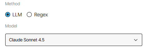 Provider and model selection dropdown in the workflow editor Extract node