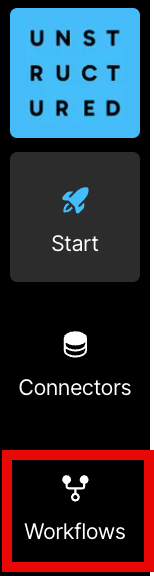 Workflows button on the sidebar
