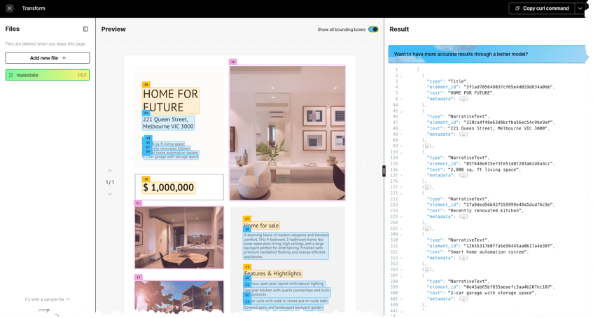 Unstructured user interface example