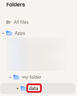 The data subfolder under the my-folder subfolder