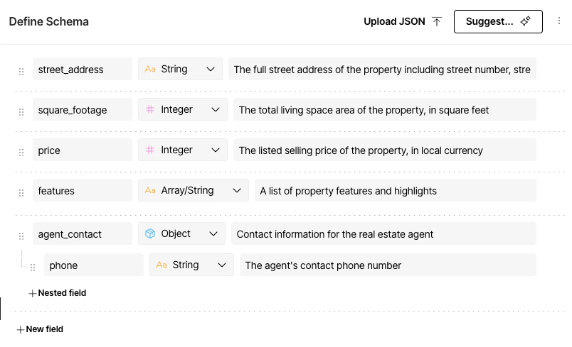 Visual schema builder
