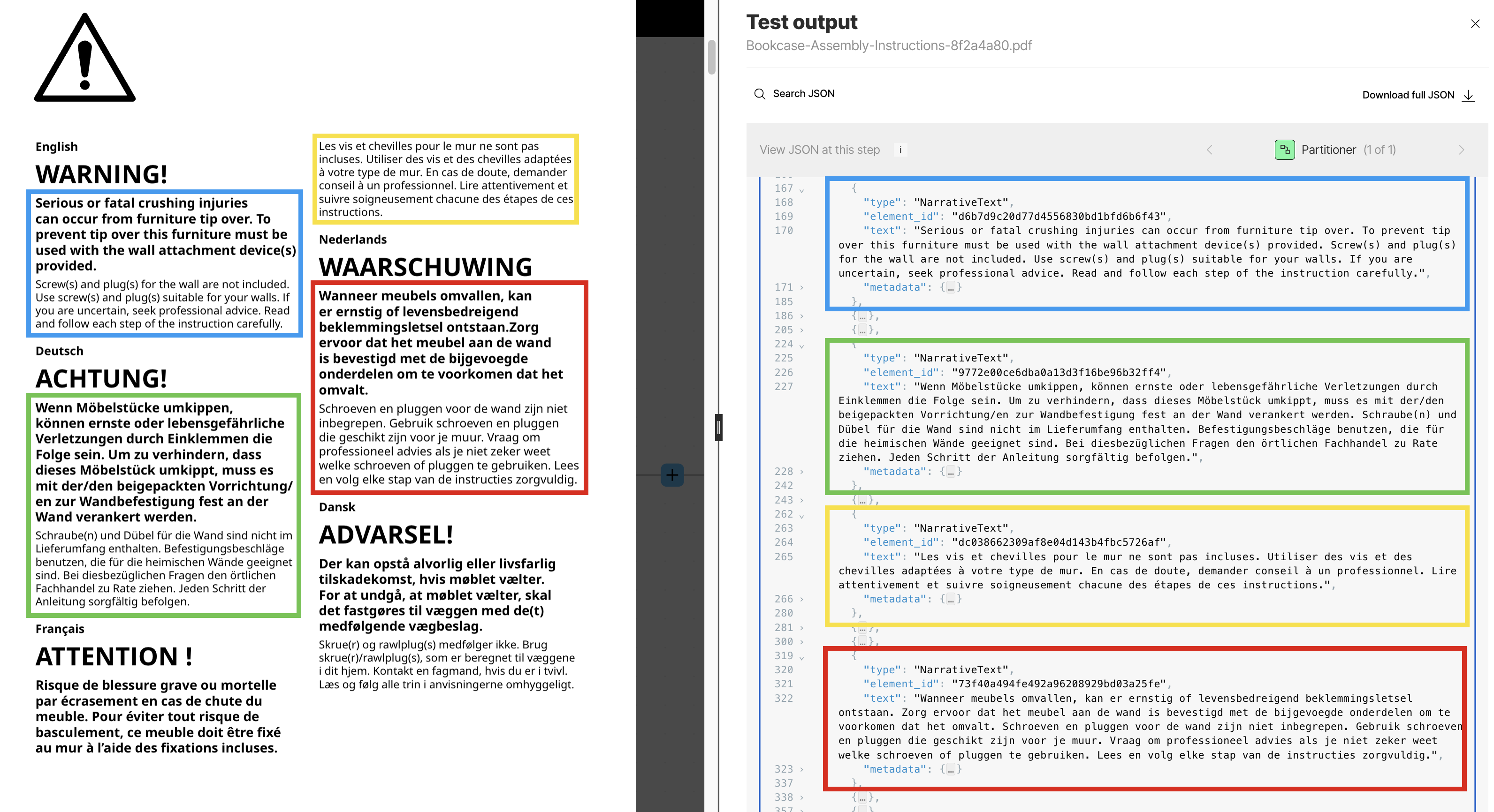 Multilanguage warnings