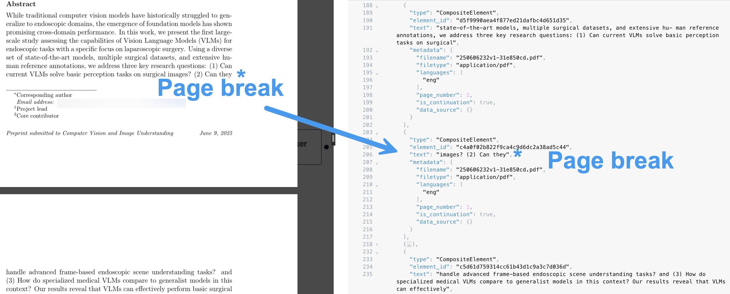 Chunking by page with a 200-character hard limit