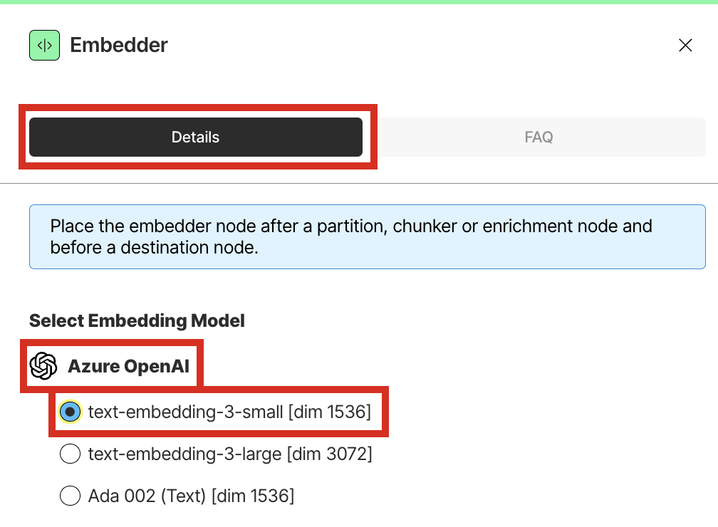 Selecting the embedding model