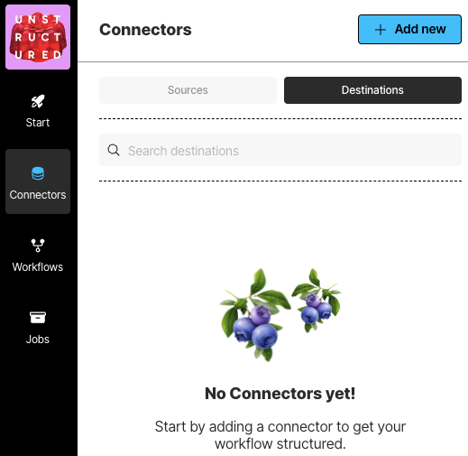 Destinations in the sidebar