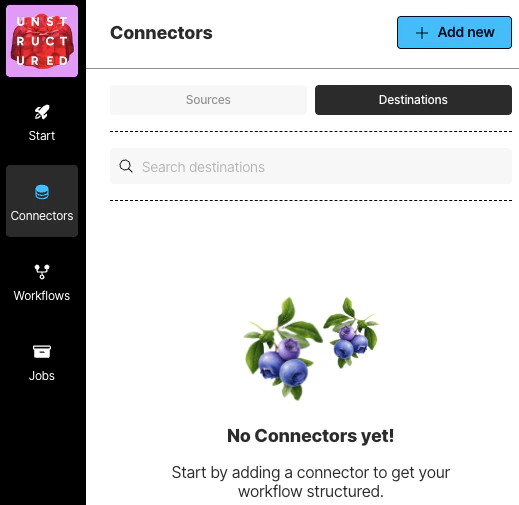 Destinations in the sidebar