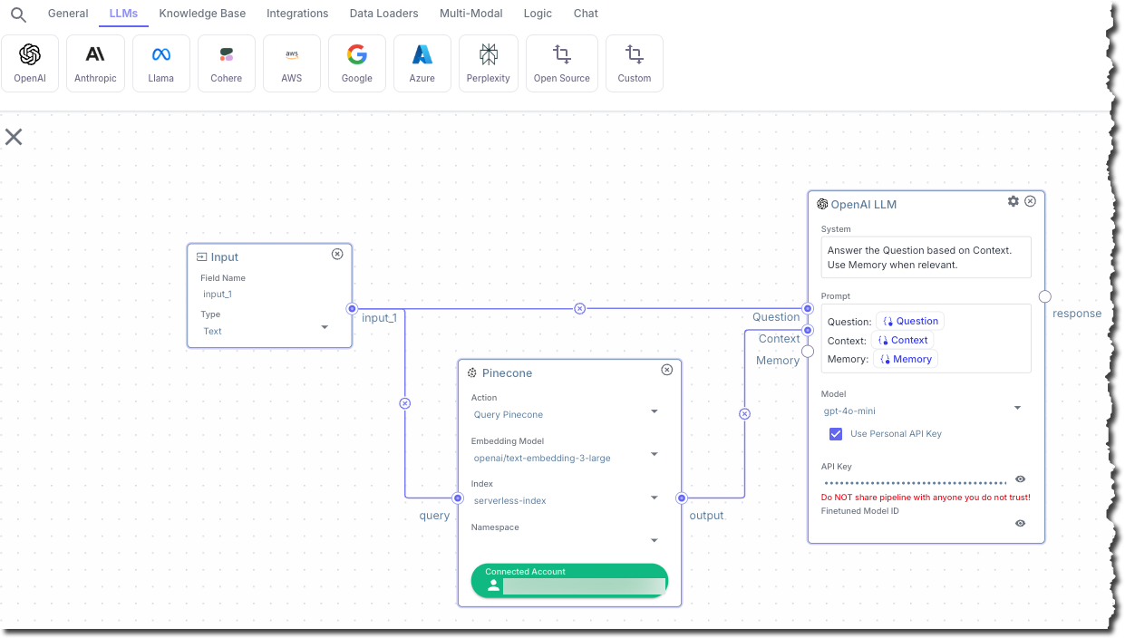 Adding the OpenAI LLM node