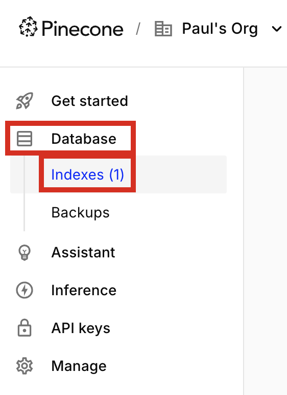 View Pinecone indexes