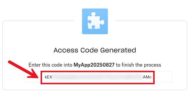 Viewing the generated access code