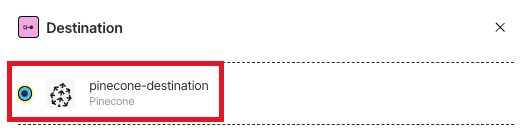 Selecting the destination connector