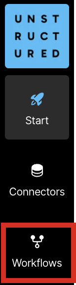 Workflows button on the sidebar