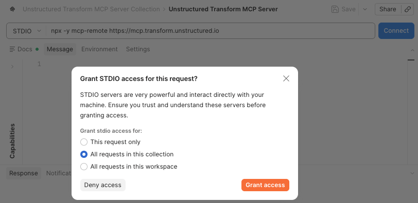 Granting access to all requests in this collection