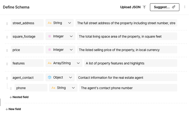 Visual schema builder