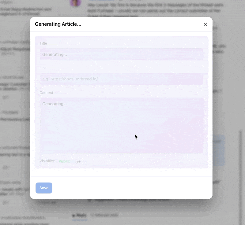 Knowledge base article generation