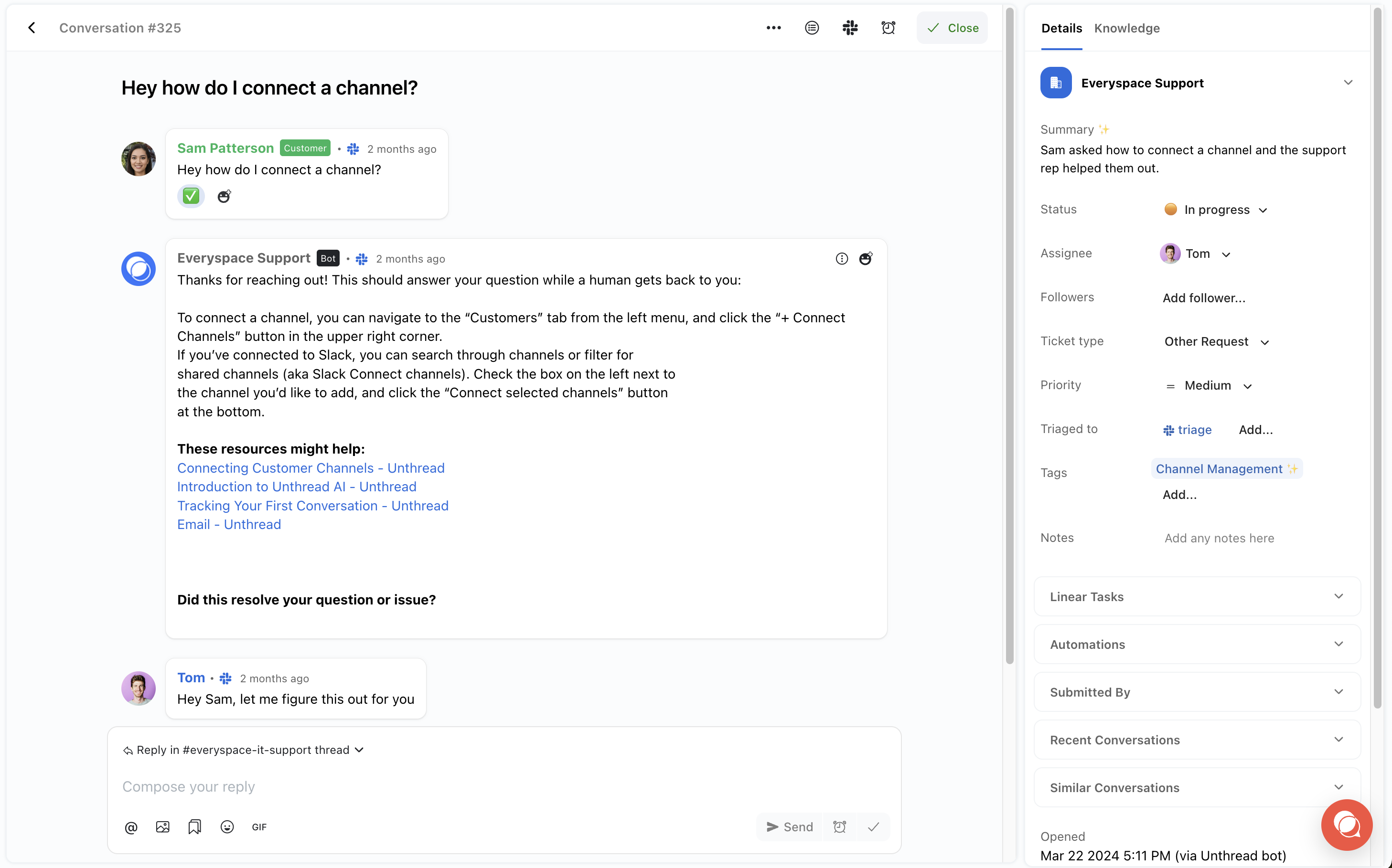 Conversation Details Page on Web