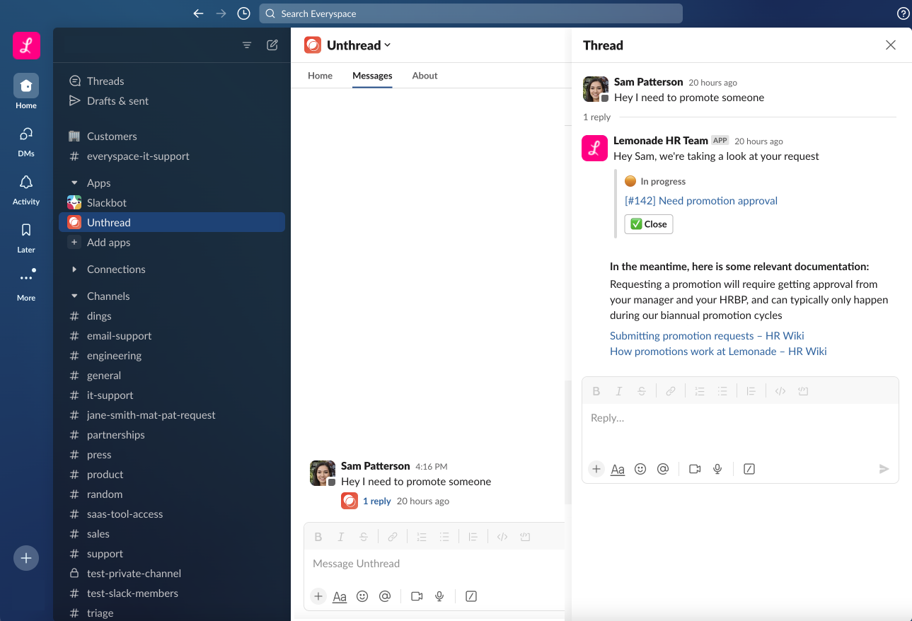 Example of a DM request