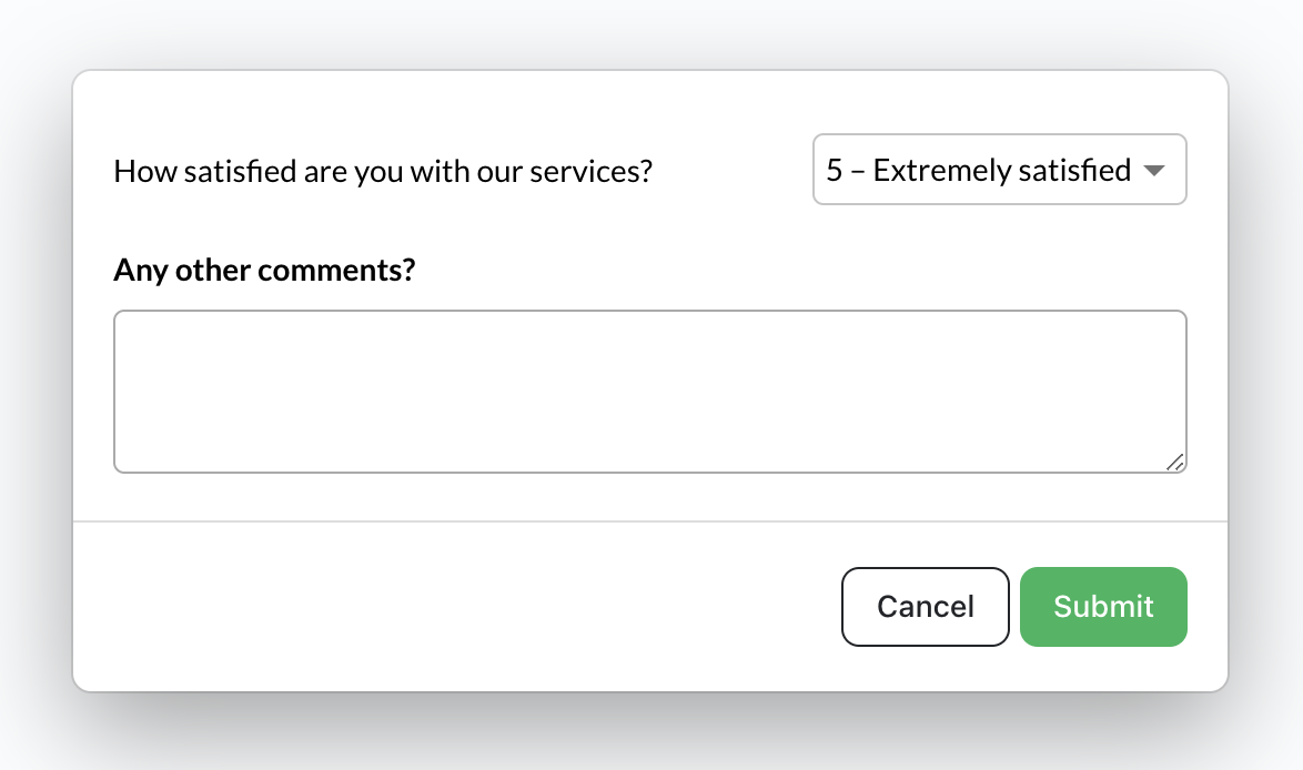 Popup survey example