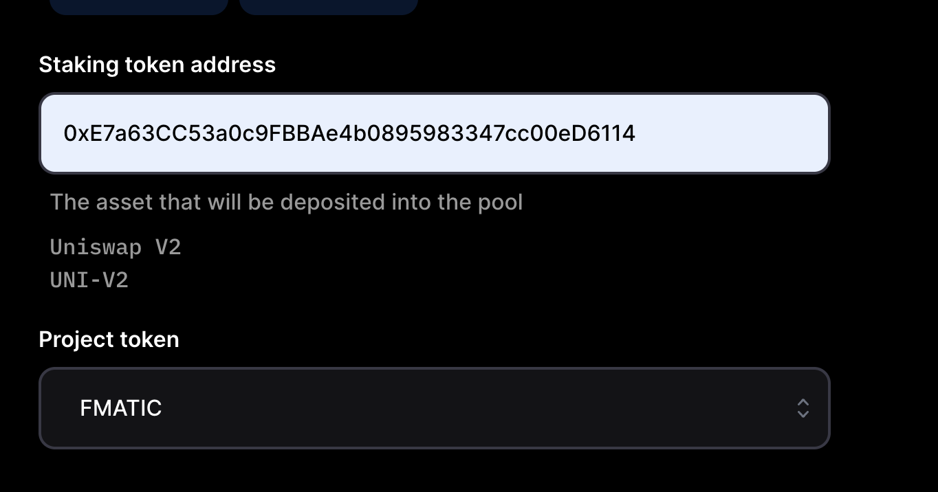 Create a Uniswap v2 liquidity farming pool - Unvest Docs