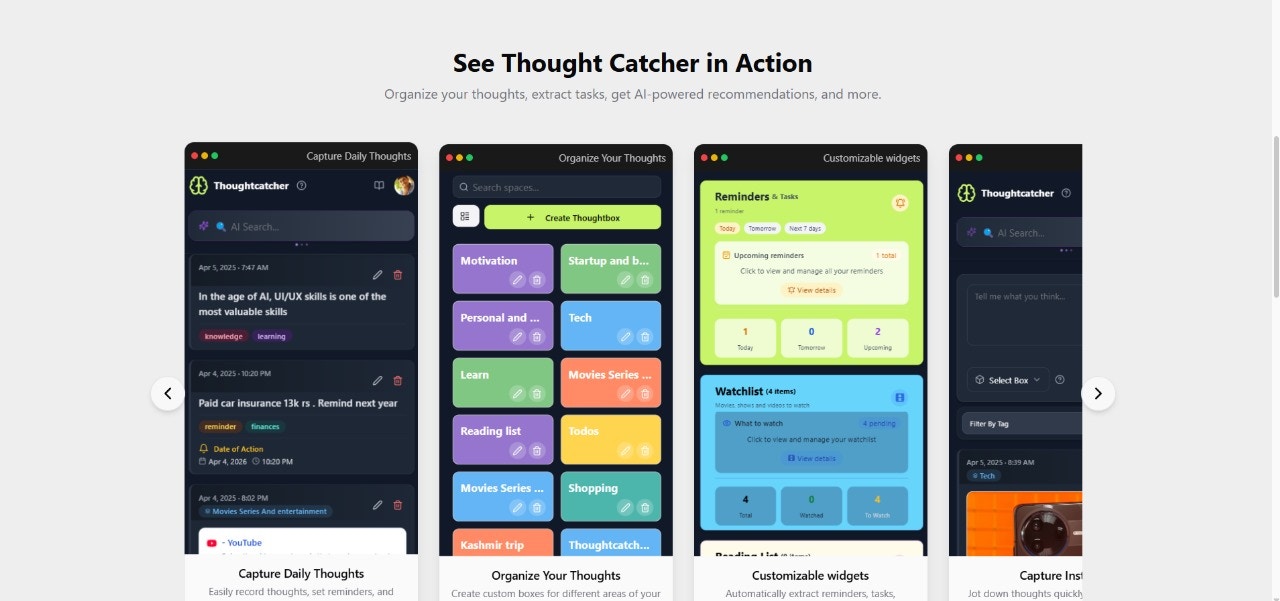 ThoughtCatcher in Action