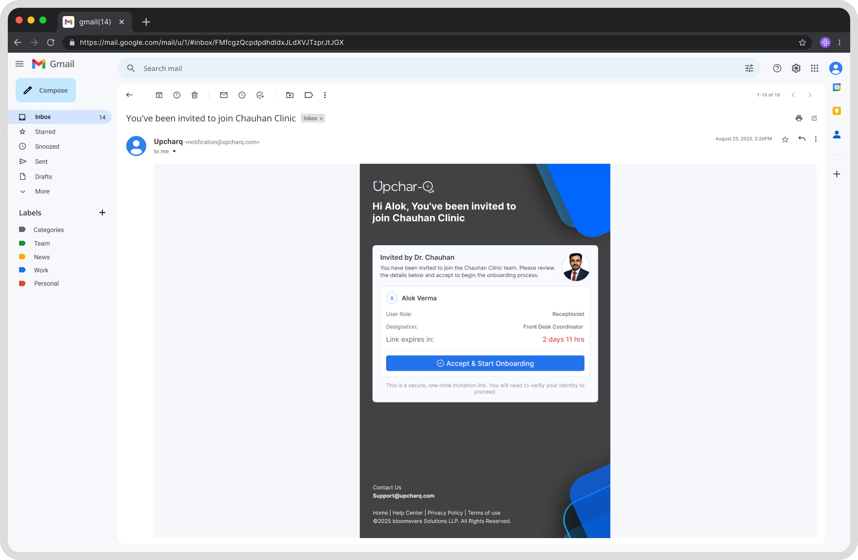 Staff Email Invite