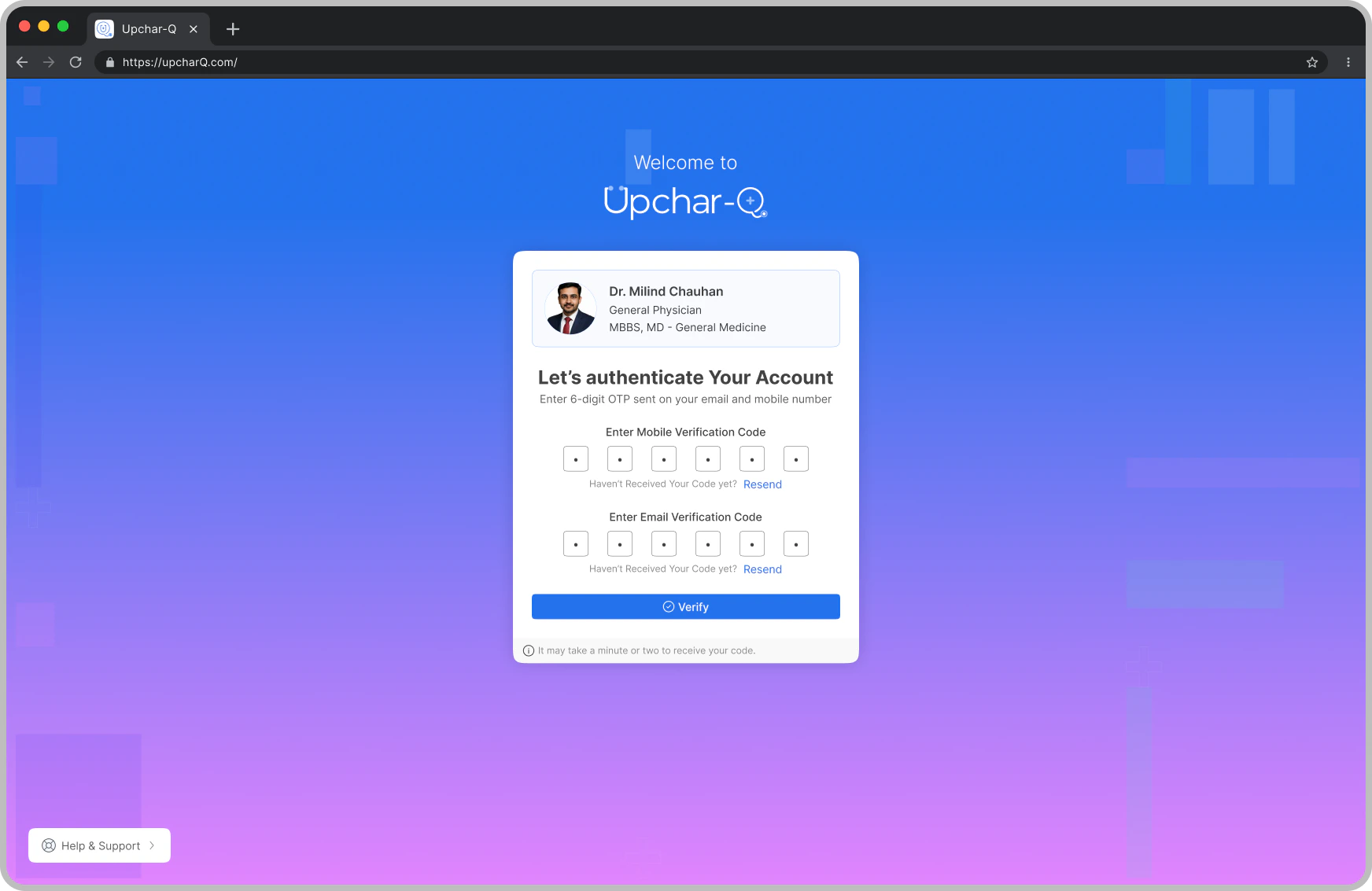 Doctor OTP Verification Screen