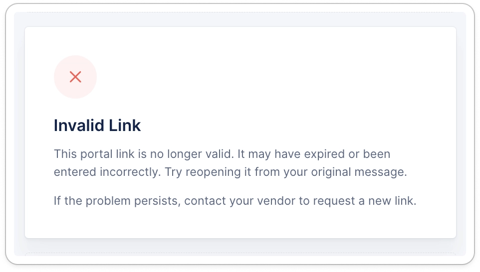 Portal Invalid Link Error Portal Invalid Link Error