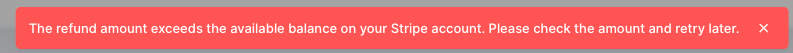Refund Creation Error Stripe Balance