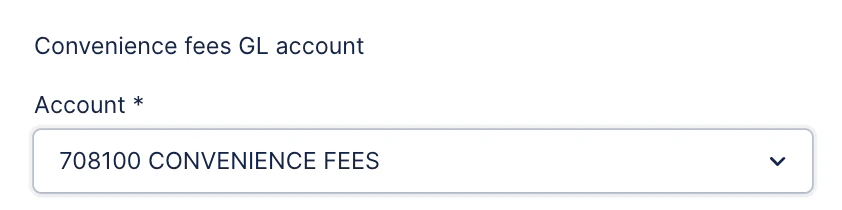Convenience fees GL account selector