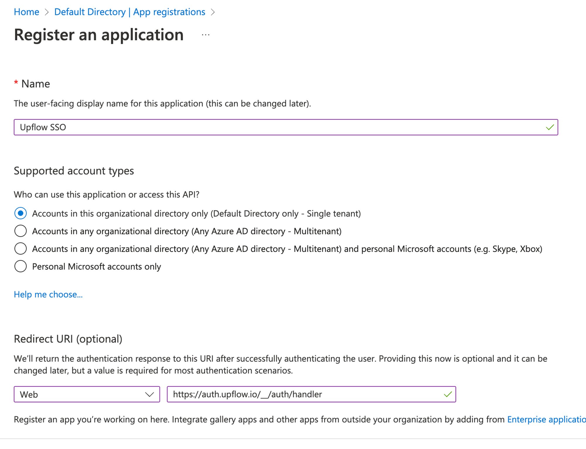 Entra Azure App Registration → New Registration 1