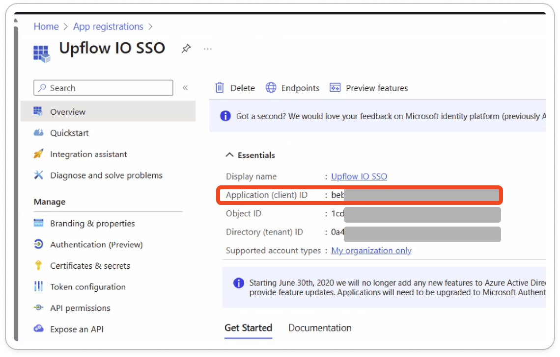 Entra Azure Client Application ID