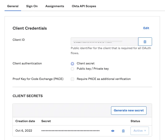 Okta Client Credentials