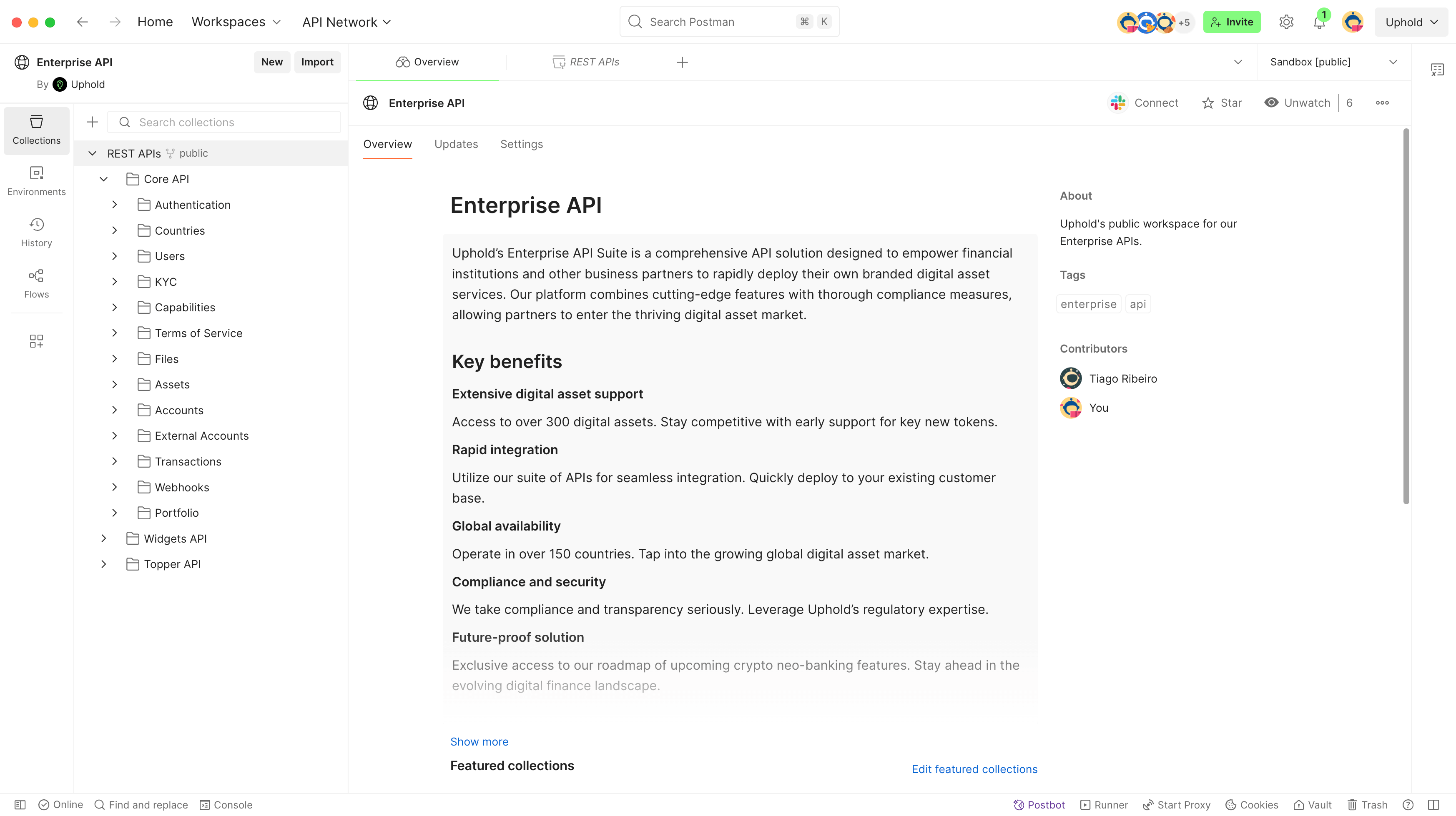 Enterprise API Postman workspace