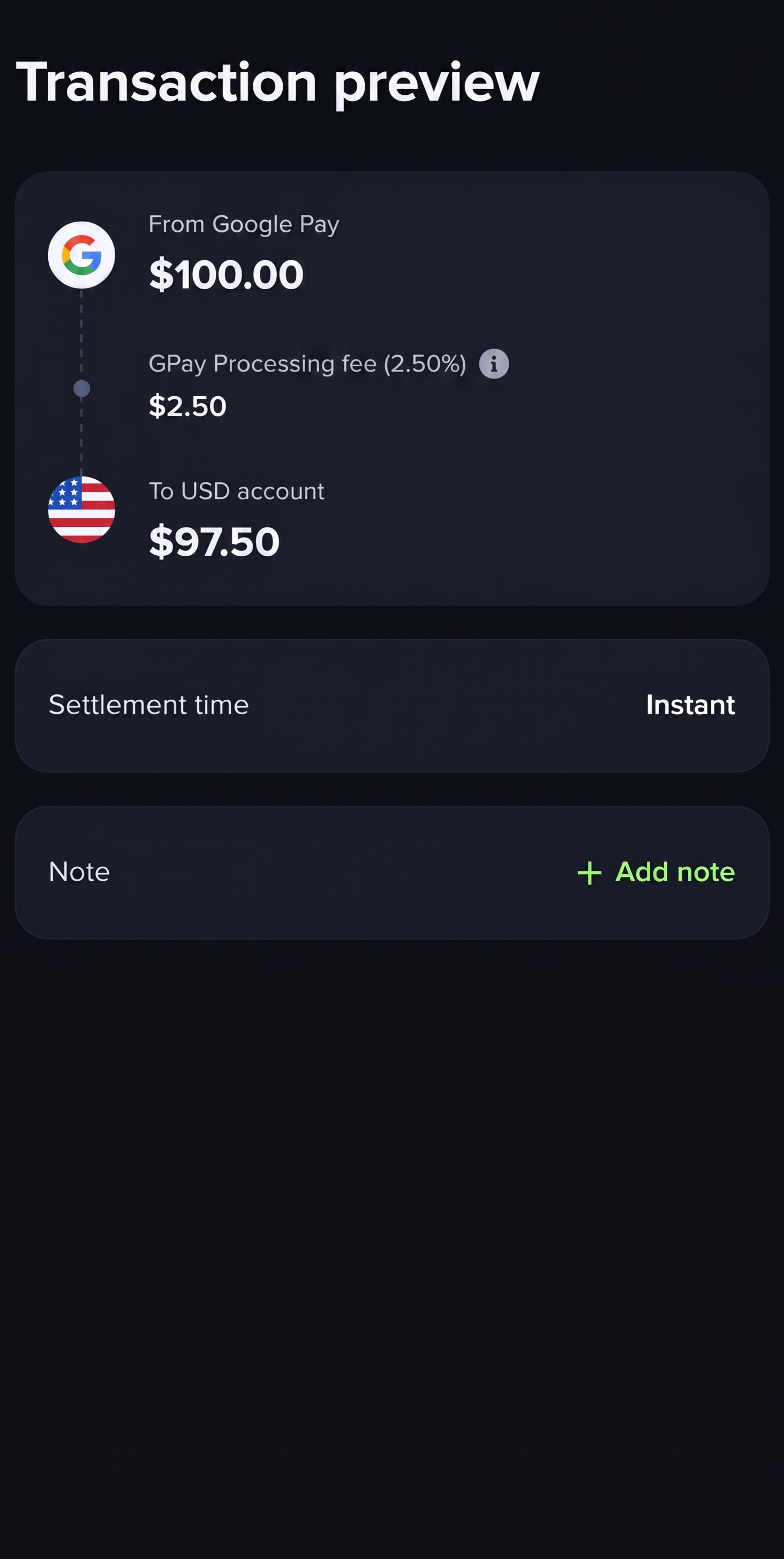 Google Pay order summary