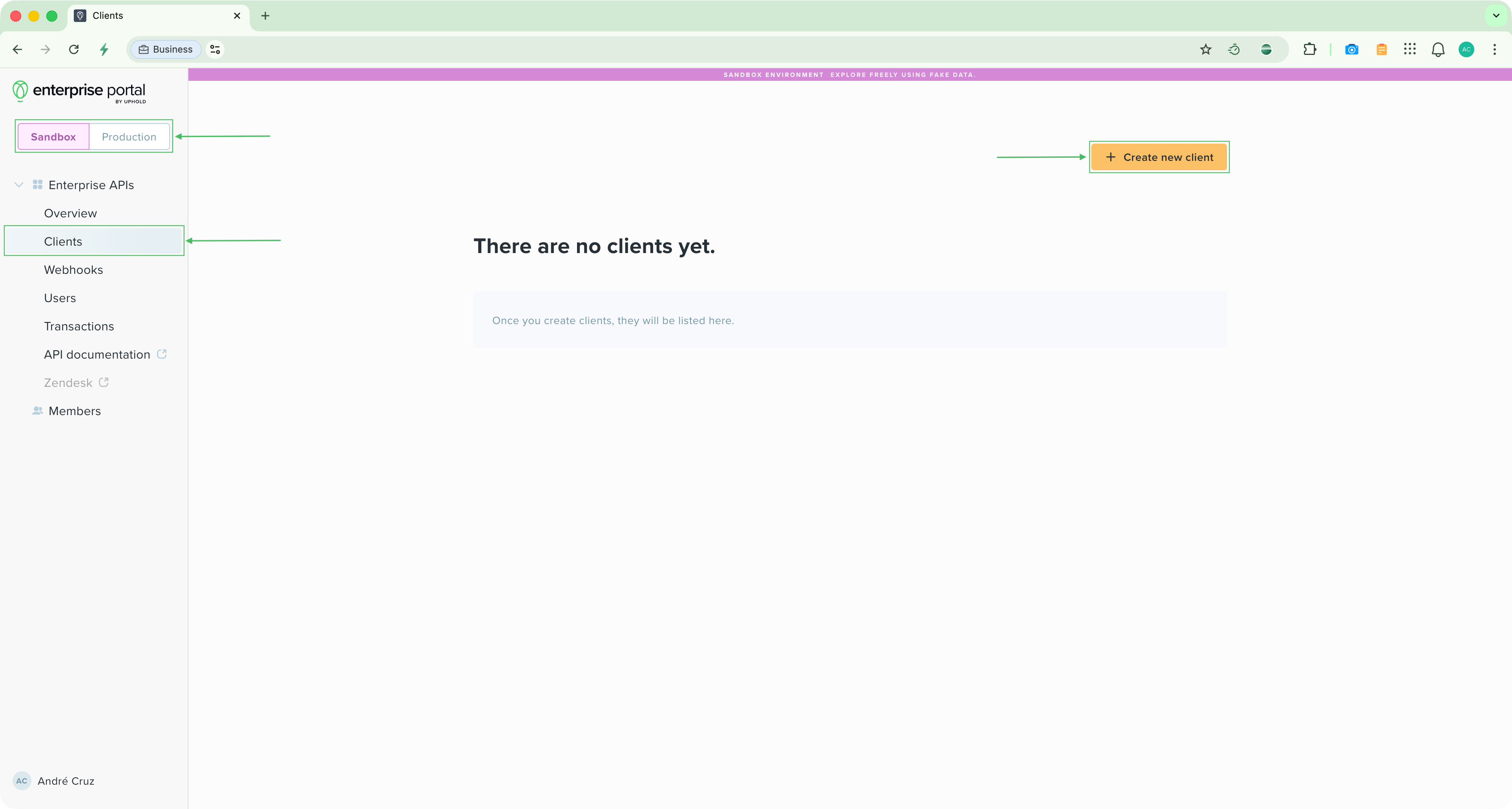 Enterprise Portal client creation