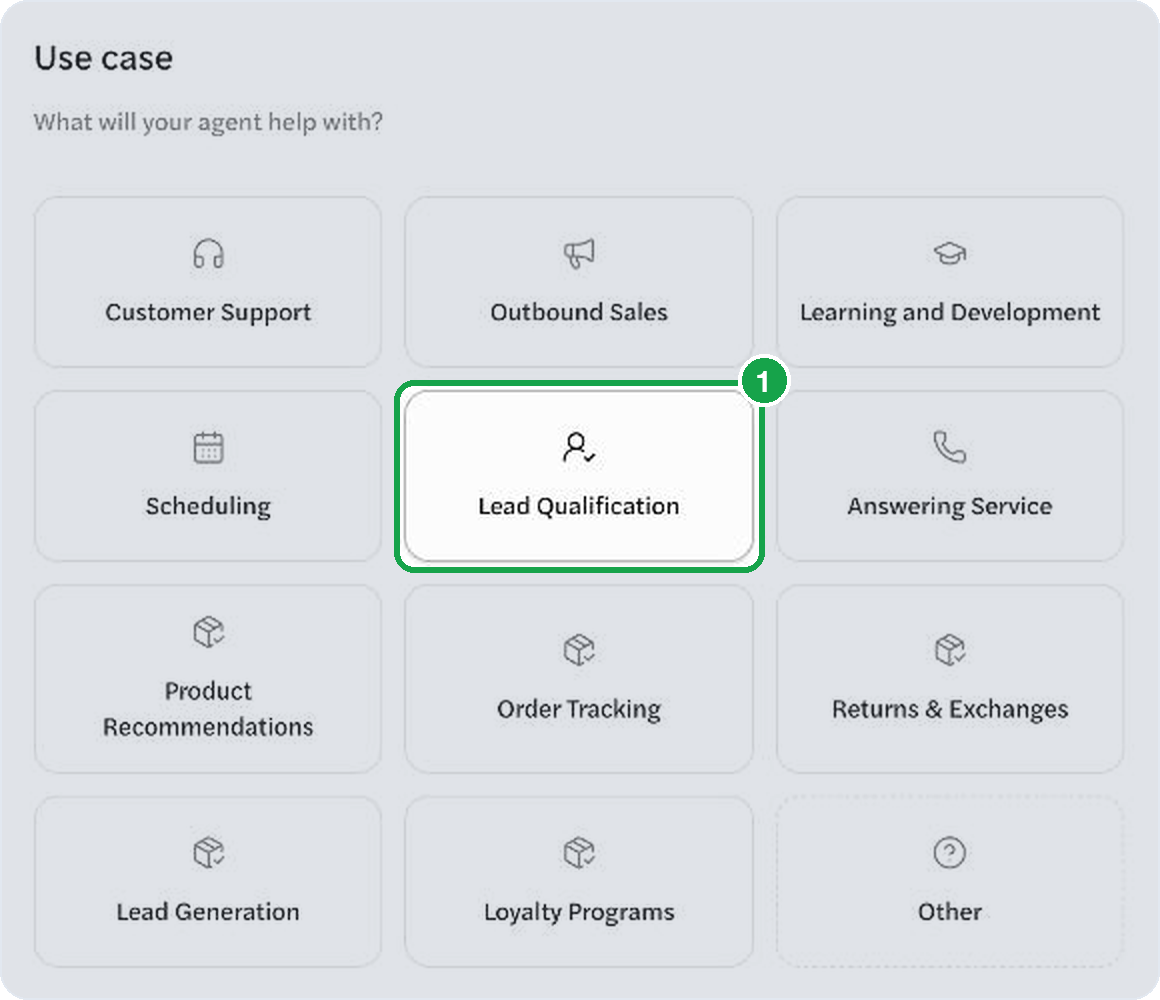 The use case picker with Lead Qualification selected