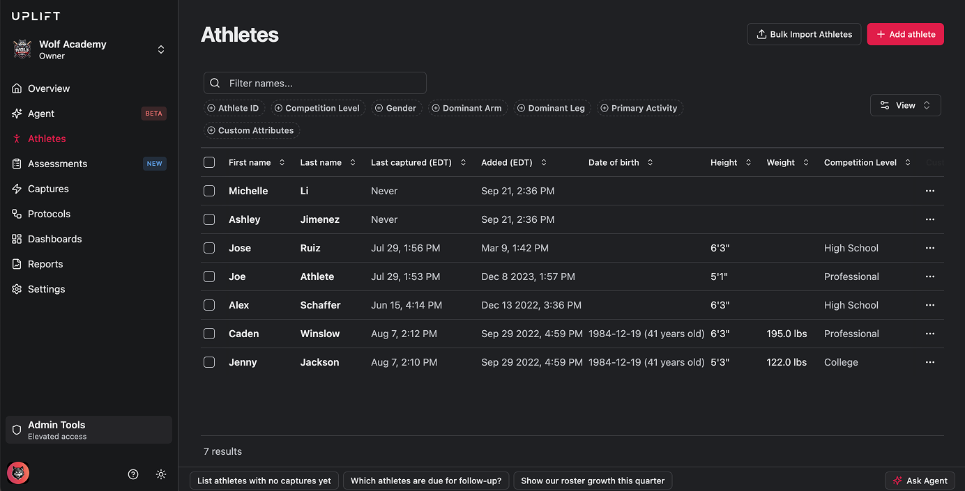 web platform athlete management