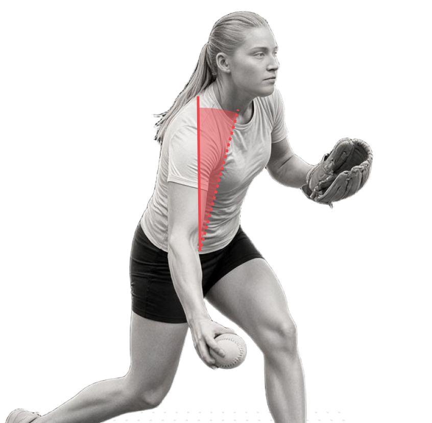 Max forward trunk flexion near pitch initiation