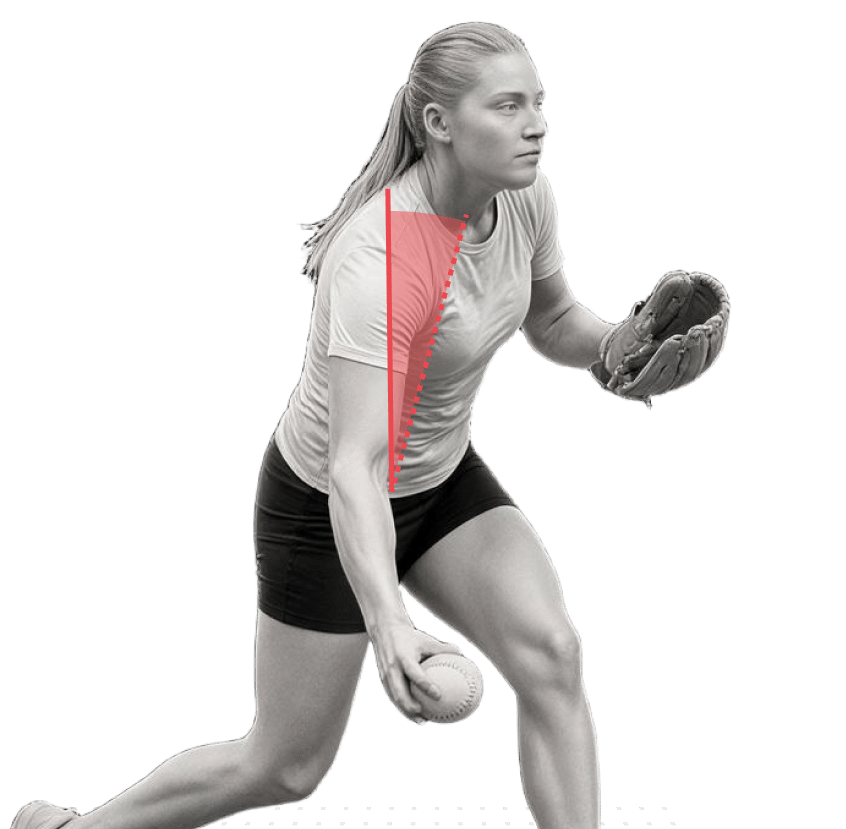 Max forward trunk flexion near pitch initiation