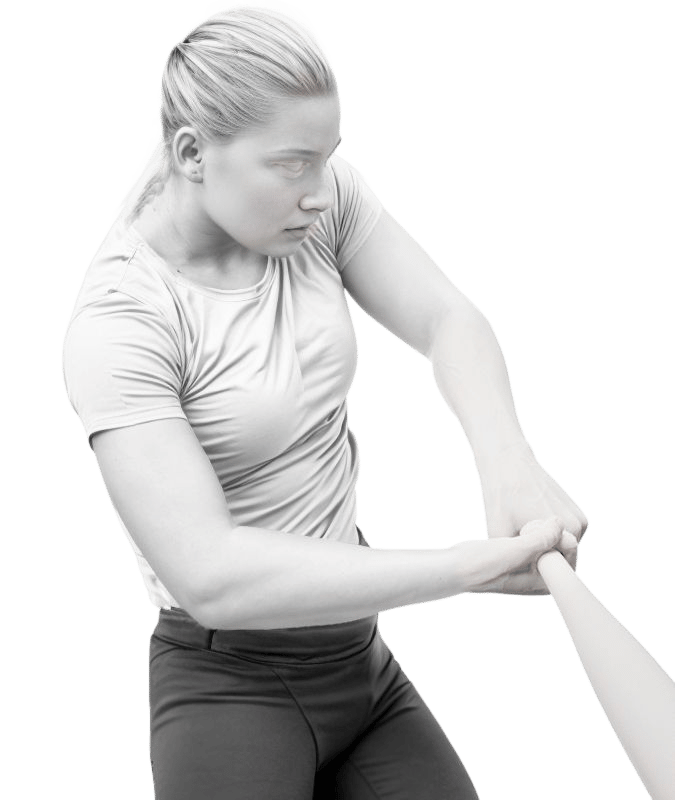 Example image of a woman doing a swing, side view