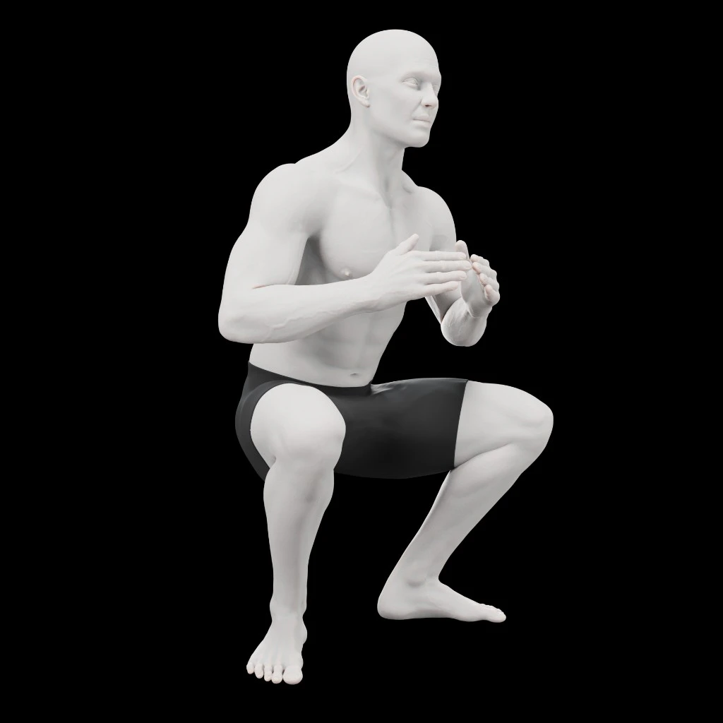 Example image of a man doing a squat jump, bottom position