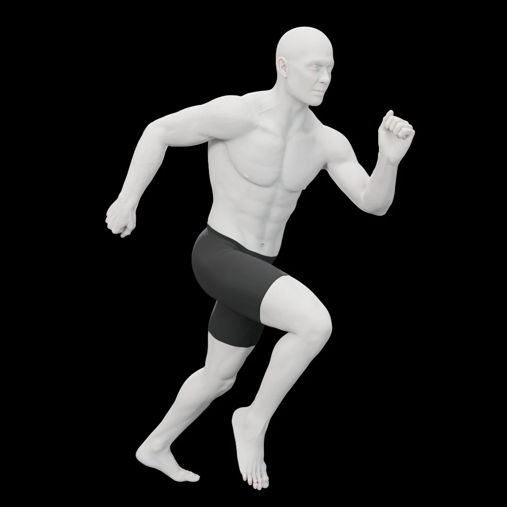 Example image of a man doing a running, quarter view