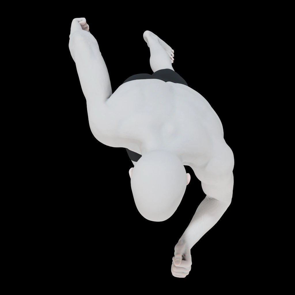 Example image of a man doing a running, top view