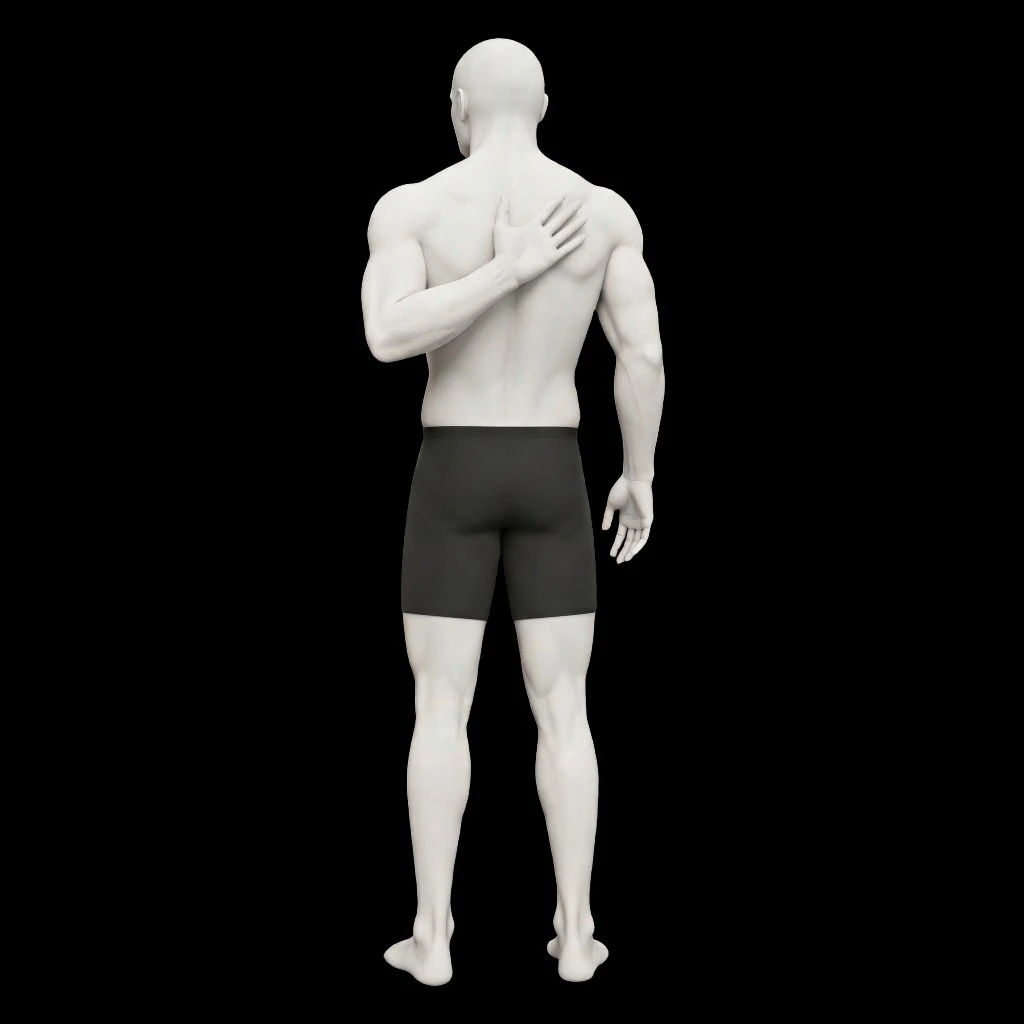 Example image of a man doing an SFMA shoulder extension