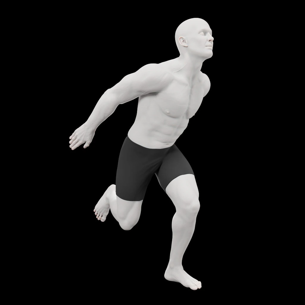 Example image of a man doing a single leg jump, bottom position