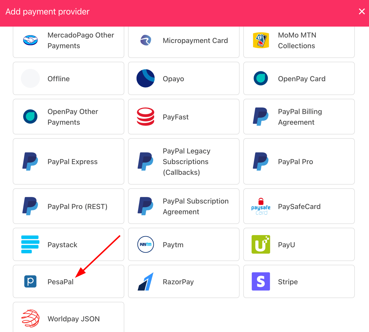 Select payment provider