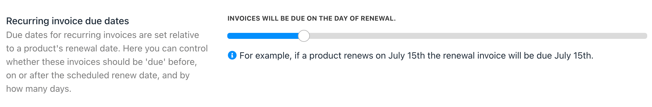 Set due date for recurring payments