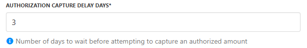 Authorization capture delay days