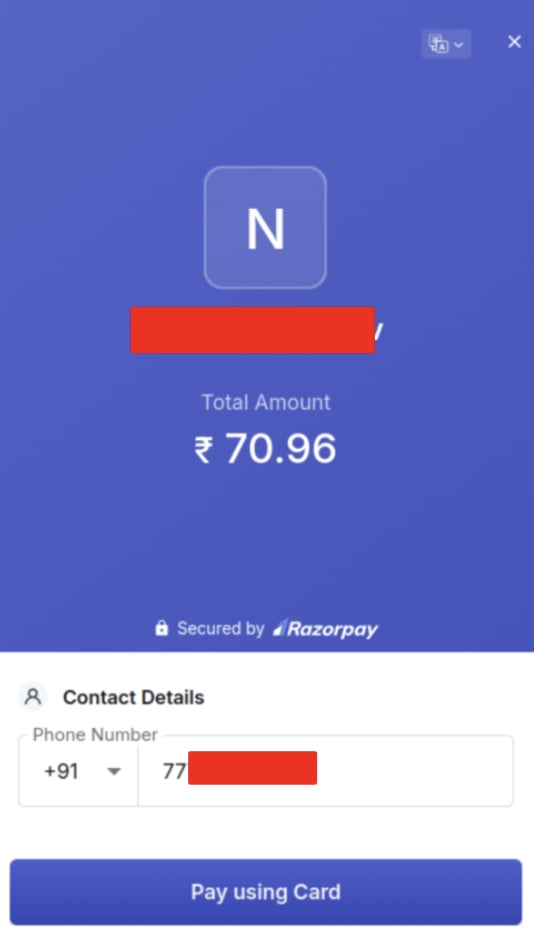 Confirm payment type