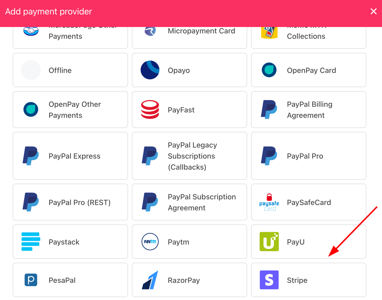 Select payment provider