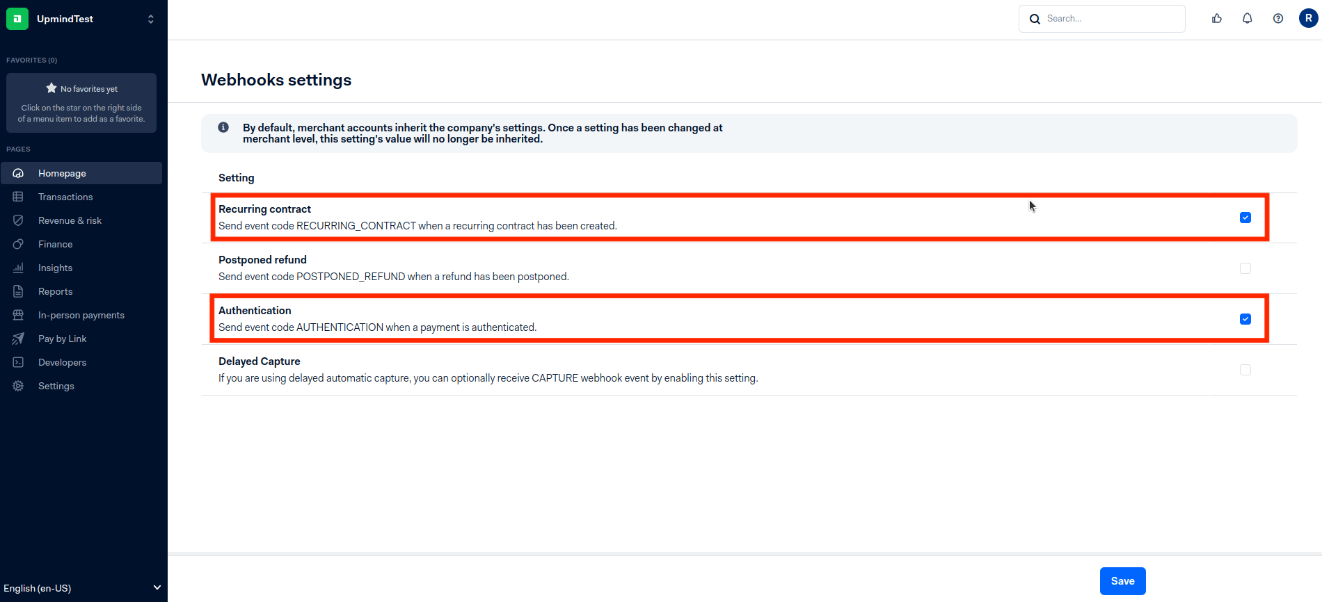 Enable recurring and authentication